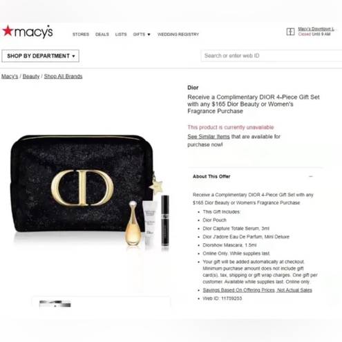 Christian Dior Dior Beaute  Black Velvet Travel Pouch Big Toiletry Clutch Cosmetic Bag