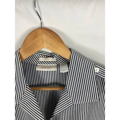 Chico's  No Iron Stripe button Down Shirt Size 1 / Medium