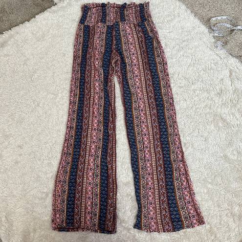 Three Dots  Boho Cottagecore Shabby Chic Colorful Floral Wide Leg Pull On Pants