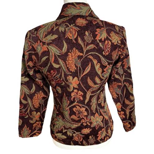 Chadwick's Vintage Size 4P Petite Tapestry Blazer Jacket Floral Print Button Up