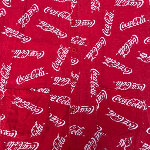 Coca-Cola Vintage  Red AOP Pajama Button Up Long Sleeve T-shirt