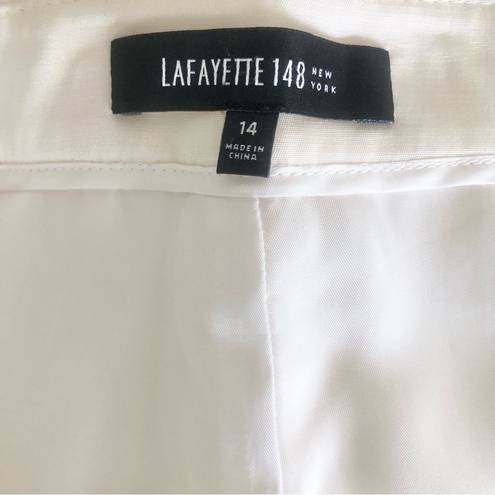 Lafayette 148  NY Wide Leg Trousers pants ivory fully  lined size 14