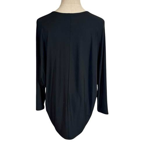 The Row  Sandile Long-Sleeve Viscose Silk Stretch Trapeze Top Black