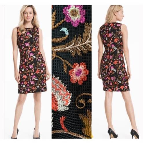 White House | Black Market  WHBM Womens Embroidered Floral Sheath Dress Size 8