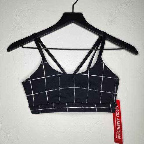 Good American  Double Strap Foil Graphic Plaid Stripe Sports Bra, 3