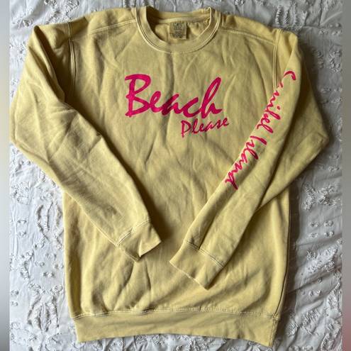 Comfort Colors S Yellow Pink “Beach Please Sanibel Island” Crewneck Sweatshirt