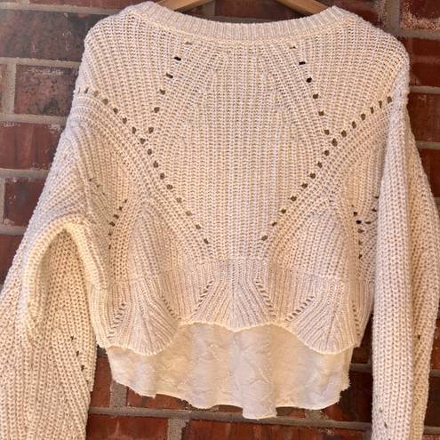 Anthropologie Cream Cropped Sweater Small