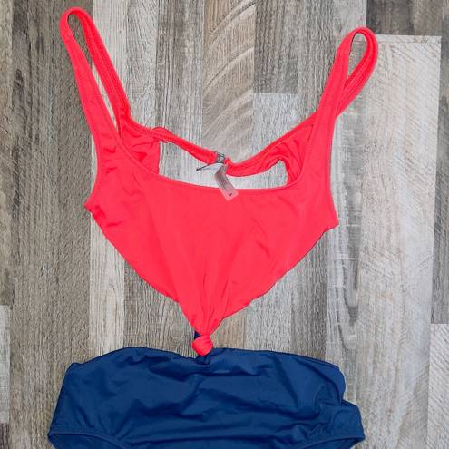 Solid & Striped  Bailey Cut Out Red Blue One Piece Swimsuit size large