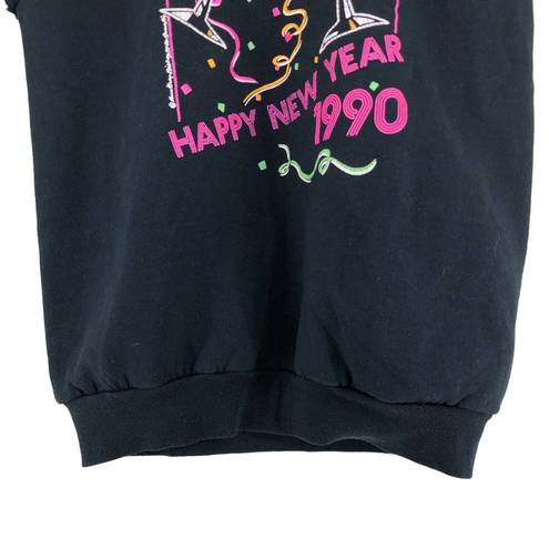 Fruit of the Loom Vintage 1990 Womens Size L New Years Cut Off Sweatshirt Top Scaramoucho Disco