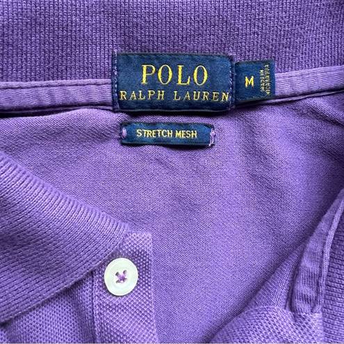 Polo  Bear Embroidered Bear Purple Casual Button Top Size Medium