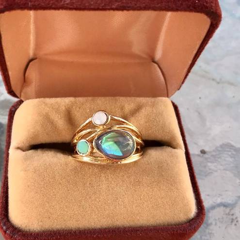 Aura  Quartz Ring with Gold Toned Band & Setting