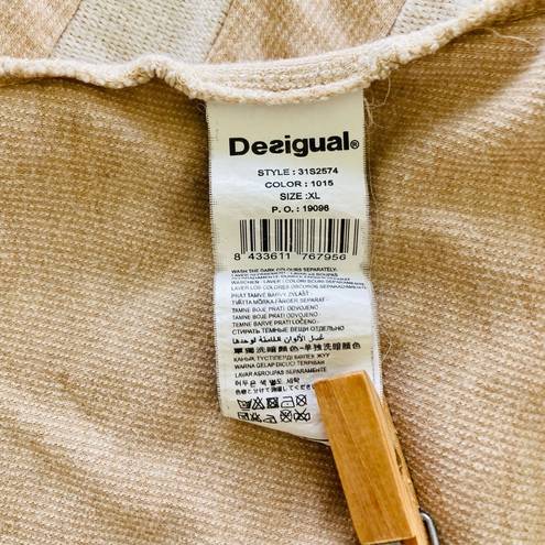 Desigual  Antast Artsy Pullover Shawl Collar Sand Cotton Women’s XL Boho