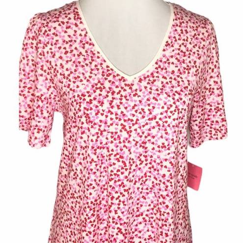 Kate Spade  Confetti Hearts Night Shirt Red Pink XSmall