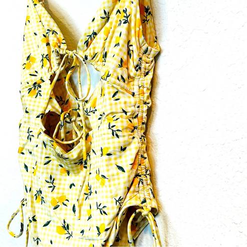 One Piece Bond-Eye Tied Together Lemon Gingham  Swimsuit Limonada NWT Small