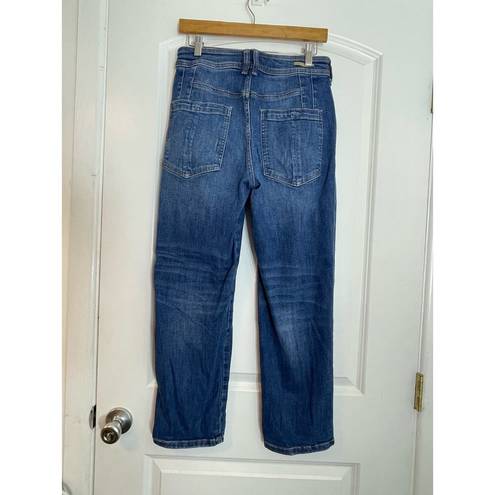 Pilcro  High Rise Medium Wash Tapered Waist Distressed Cropped Jeans Size 29