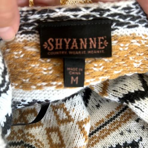 Shyanne  Country Open Front Cardigan Sweater Western Boho Womens M Chevron