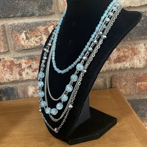 Krass&co NY &  Light Blue and silver 5 strand necklace