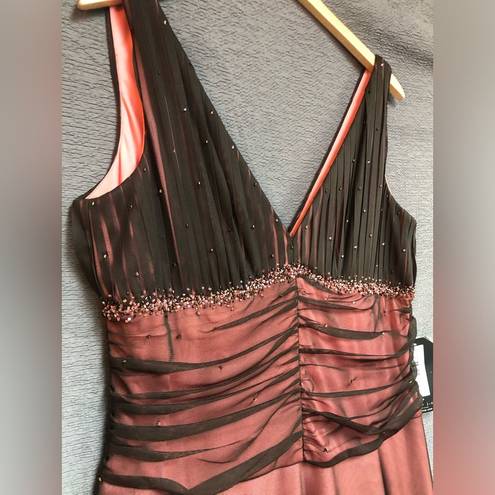 a.n.a NWT JS boutique 16 coral under dress  mesh brown overlay with rushing