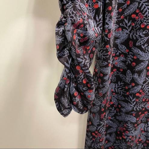 The Row THE SAVILE Dress Size 6 Puff Sleeve Velvet Holiday Nature Print Winter