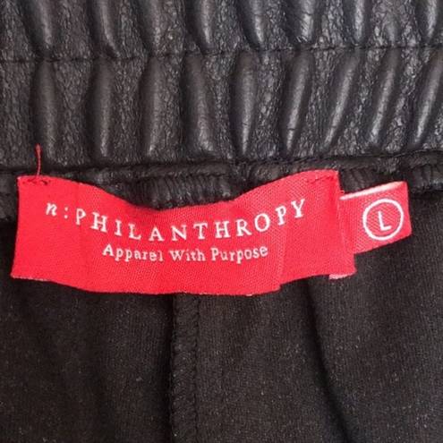 n:philanthropy  ladies Black Scarlett Faux Leather Joggers Sz Large