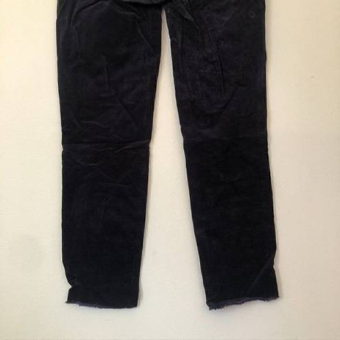 Talbots  Flawless Frayed Hem Cord Slim Leg Navy Blue Corduroy Pants Cropped Ankle