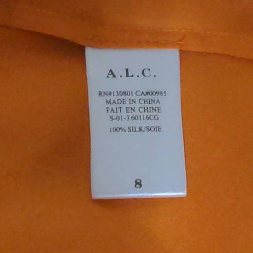 ALC Frank ALC Highneck Shane Dress Shift Orange Mini Halter Sleeveless Ruffle Layer Silk 8