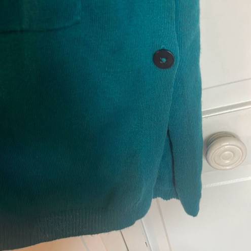 J.Jill  teal wool blend long long button cardigan size large