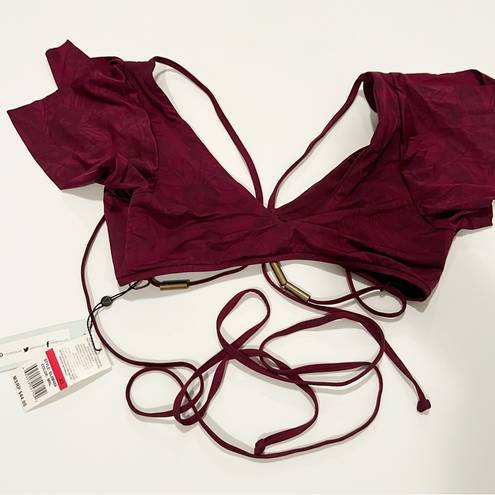 The Bikini Lab  Wrap Bikini Top Maroon Tie Strappy Size XS NWT