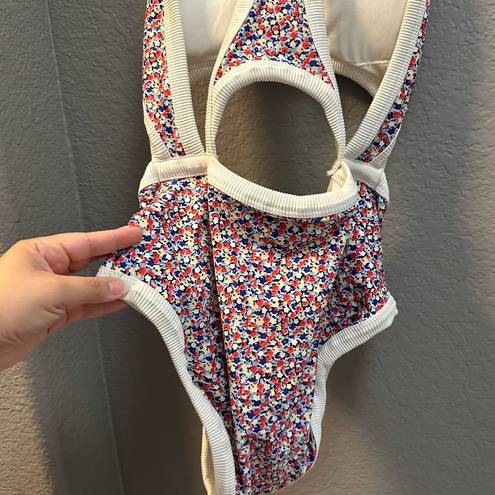 Aerie  One Piece Floral Cutout Swimsuit Full Coverage Size Medium