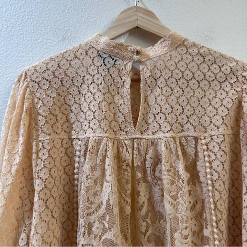 Torrid Mixed Lace High Neck Romantic Top Beige Size 1X