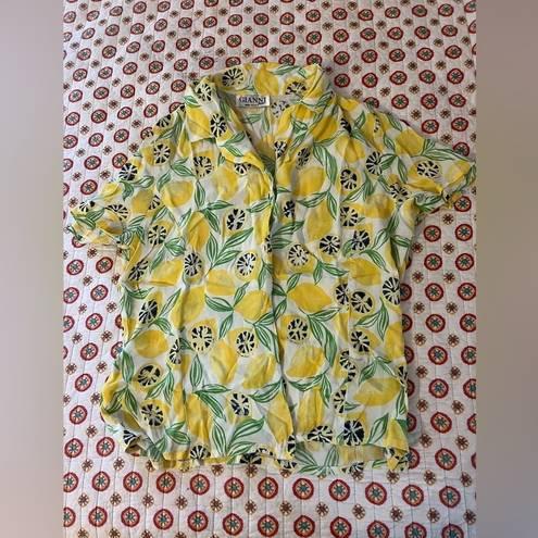 Polo Vintage 90s Lemon Button Down  Short Sleeve Shirt size Medium