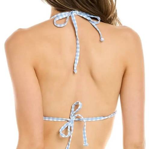 ANDIE  Swim The String Bikini Top Blue Gingham Triangle Size Medium NEW