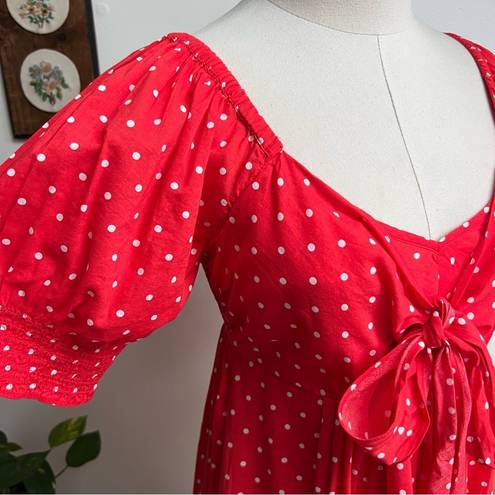 Draper James NWT Jennifer Mini Babydoll Dress in Red Polka Dot Small