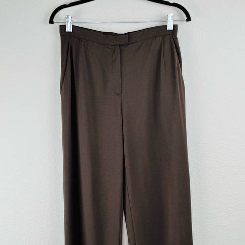 Lafayette 148  New York Brown Wool Wide Leg High Waisted Pants Size 6 28" Waist