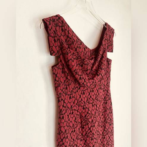 Black Halo  Jackie O Burgundy Wine Red Lace Cotton Raschel Dress Size 2