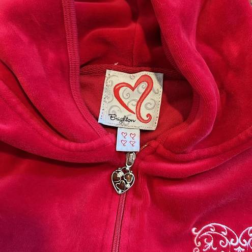 Brighton  RED VELVET VELOUR ZIP UP HOODIE