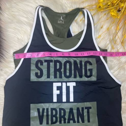 Energie  “ Strong, Fit, Vibrant” racerback tee sz large