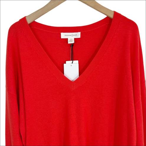 Treasure & Bond NWT  Cashmere Blend V-Neck Sweater in Poppy Red Size Medium