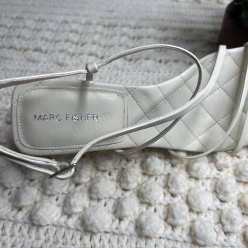 Marc Fisher  Women's 11 Hamora Strappy Quilted Heeled Sandal Shoes Ivory Square