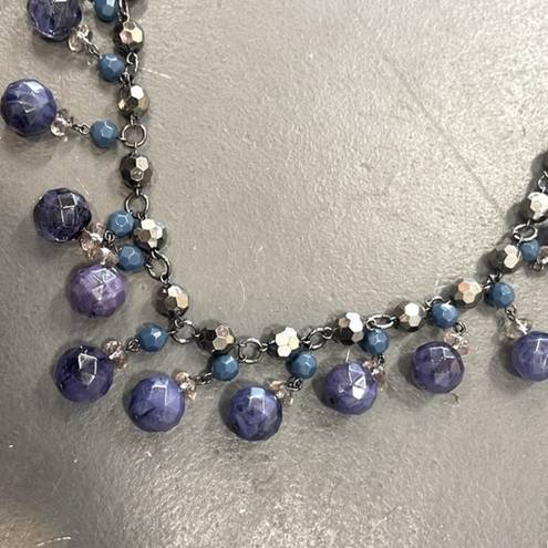 The Loft  COSTUME JEWELRY PURPLE AND BLUE BEADED NECKLACE
