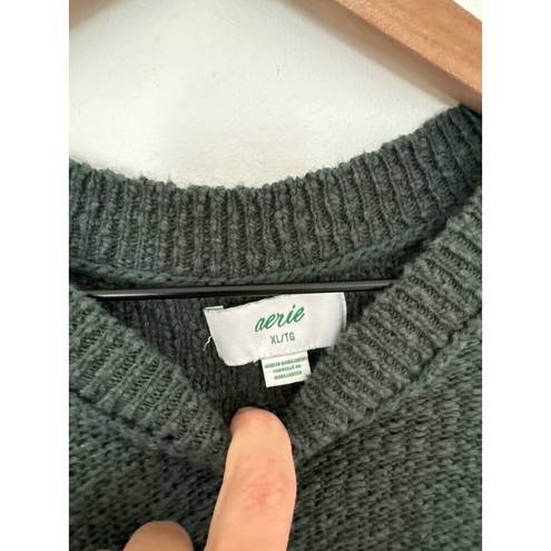 Aerie  Oversized Slouchy Pullover Knit Sweater in Green. Large