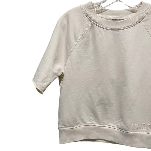 All Saints Lila Short Sleeved Sweatshirt Cream Size XS