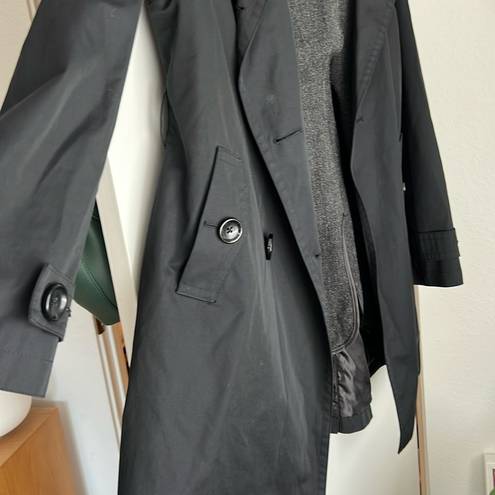 Saks Fifth Avenue Black Trench Coat with Removable Hood Size Medium