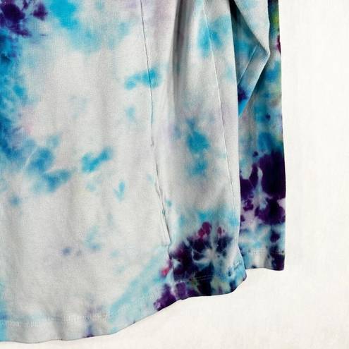 J.Jill Pure  Small Top Winter Flurry Tie Dye Handmade Gray Blue Purple Cotton 657