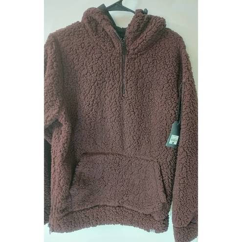 Free Planet  Burgundy Sherpa Hoodie Size S