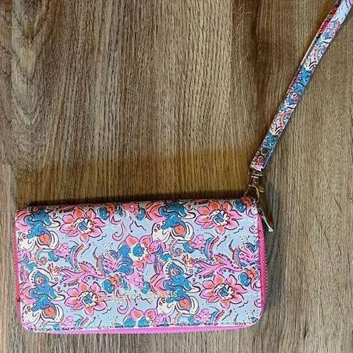 Simply Southern  Women's Wristlet‎ Wallet Floral Pink Blue One Size