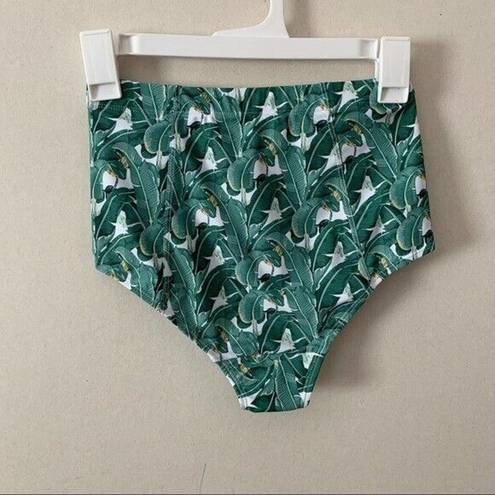 Modcloth NWT Kingdom & State {} Green Palms High Waisted Bikini Bottoms XS