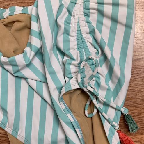 Cacique Swim by  women's size 16 new swim suit bottoms high waist teal stripe blu