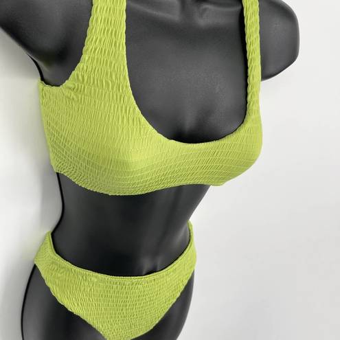 Naked Wardrobe  Swim Lime Smocked 2 Pc Bikini NEW Womens Sz M Style NW-W0538