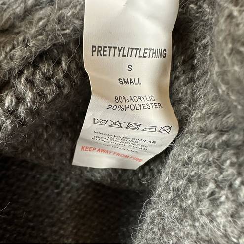 Pretty Little Thing  Embellished Pearls Knit Sweater Turtleneck Gray S